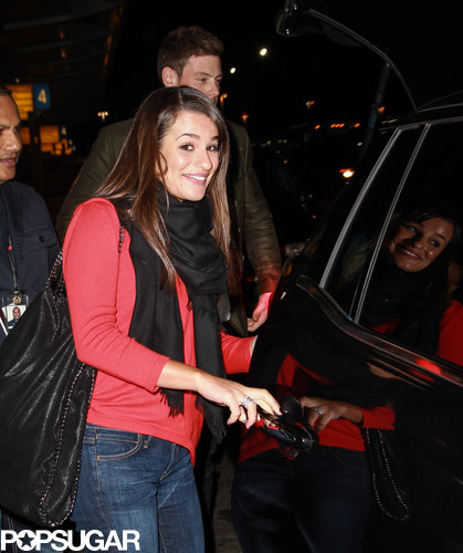 Lea Michele wore a red top.
Lea Michele wore a red top.