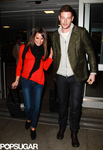 Lea Michele and Cory Monteith Land in NYC Hand in Hand Lea Michele and Cory Monteith Land in NYC Hand in Hand