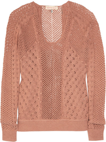 Rebecca Taylor Pointelle-knit cotton sweater