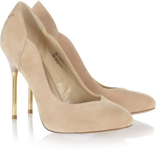 Natalia Vodianova by Centro for the Naked Heart Foundation Crystal crown-embellished suede-effect pumps