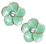 WetSeal Epoxy Daisy Rhinestone Earring Mint