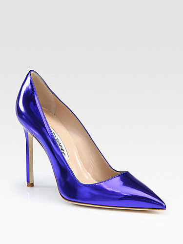 Manolo Blahnik BB Metallic Leather Pumps