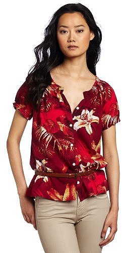 Lucky Brand Women's Amber Tropical Printed Top