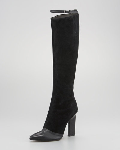 Reed Krakoff Leather-Suede Thin-Strap Knee Boot