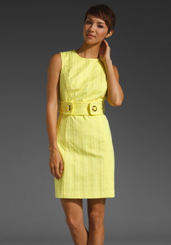 Milly Squares Cotton Jacquard Aris Belted Shift Dress