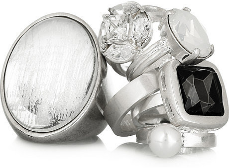 Maison Martin Margiela Set of four white gold-plated stacking rings