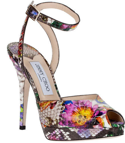 Jimmy Choo Liz floral python leather sandal