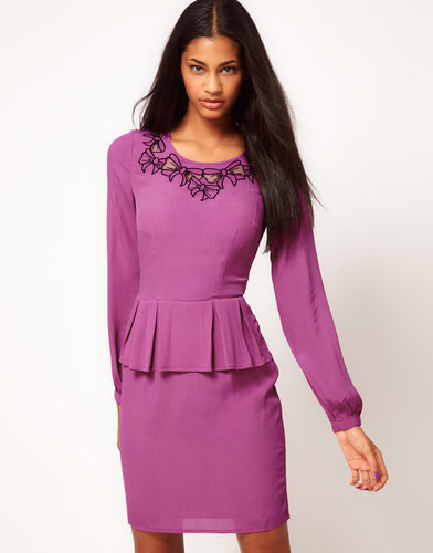 ASOS Peplum Dress With Bow Embroidery