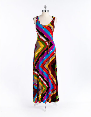 CALVIN KLEIN Belted Printed Maxi Dress