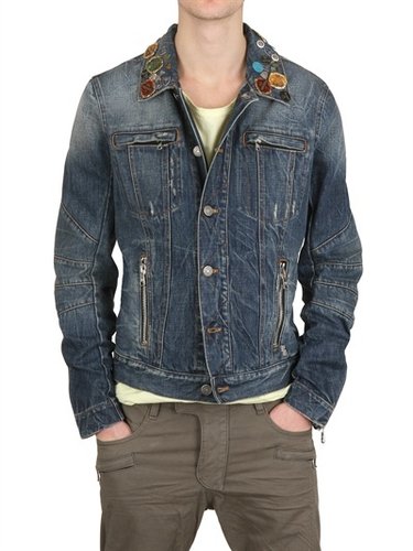 Pierre Balmain - Collar Badges Washed Denim Sport Jacket