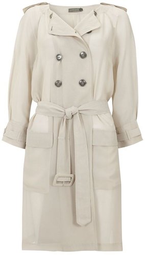 Mint Velvet Sheer Trench Coat, Stone