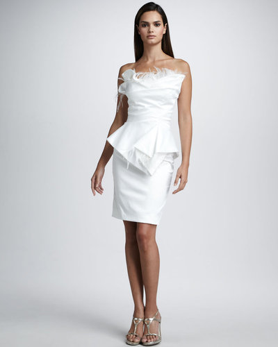 Mandalay Feather-Detail Peplum Dress