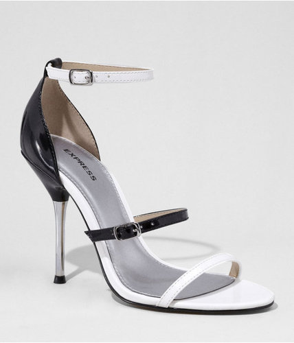 Multi Strap Metal Tipped Heel Patent Sandal