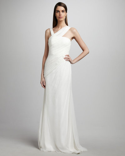 Pamella Roland Asymmetric Chiffon Gown