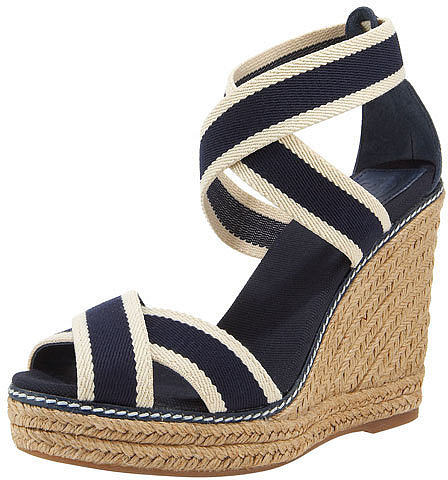 Tory Burch Two-Tone Elastic Espadrille Wedge