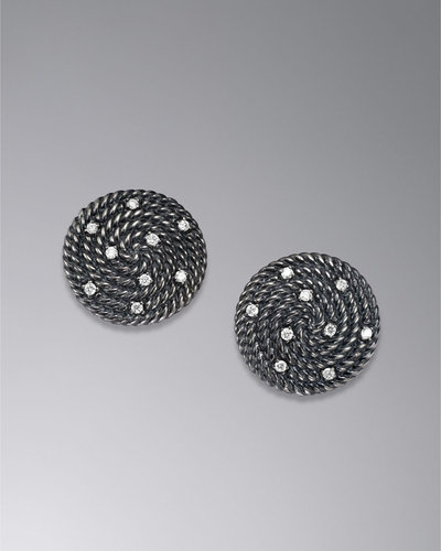 David Yurman Cable Coil Earrings, Diamonds, 18mm