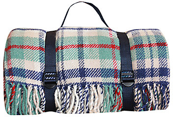John Lewis Coastal Check Wool Picnic Rug, L183 x W145cm