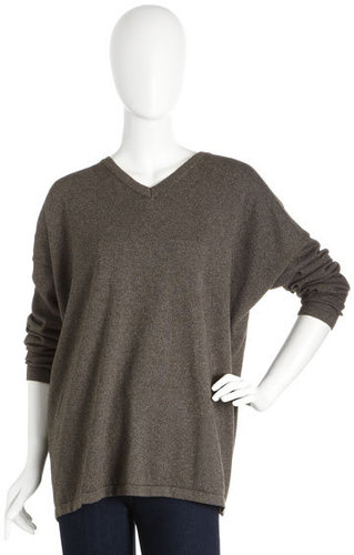 Eskandar V-Neck Cashmere-Blend Sweater, Mousse