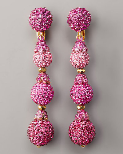 Jose & Maria Barrera Pave Drop Earrings, Hot Pink