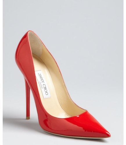 Jimmy Choo red patent leather 'Chilli' pointed toe pumps