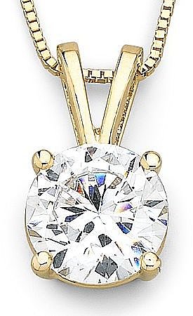 Diamond Solitaire Pendant 14K Yellow Gold