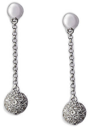 EFFY COLLECTION Diamond Ball Drop Earrings in 14 Kt. White Gold, 0.68 ct. t.w.