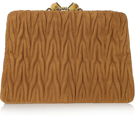 Miu Miu Mattelassé suede clutch