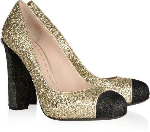 Miu Miu Glitter and calf hair pumps