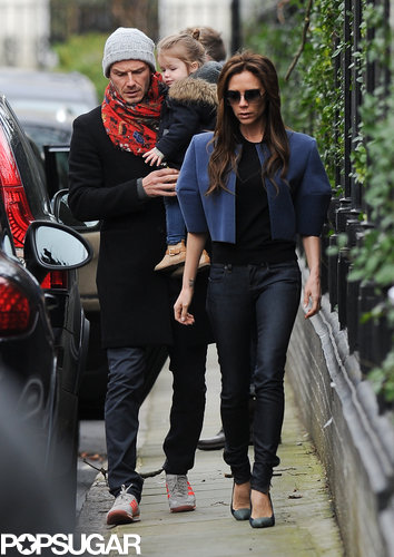 David and Victoria Beckham went for a walk with Harper.
David and Victoria Beckham went for a walk with Harper.