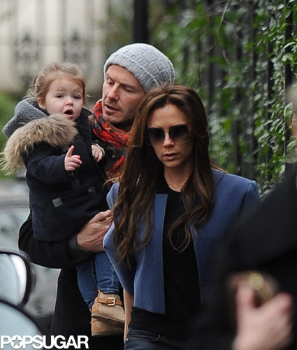 David and Victoria Beckham hung out with Harper in London.
David and Victoria Beckham hung out with Harper in London.