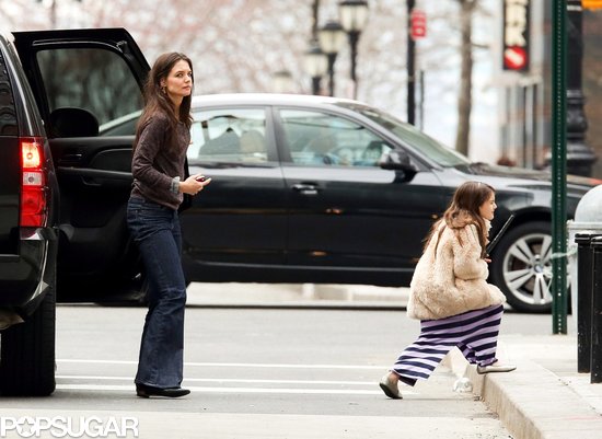 Katie Holmes walked with Suri Cruise.
Katie Holmes walked with Suri Cruise.