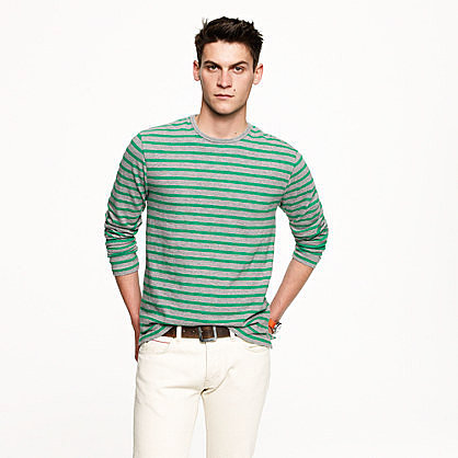Long-sleeve heavyweight slub tee in even stripe