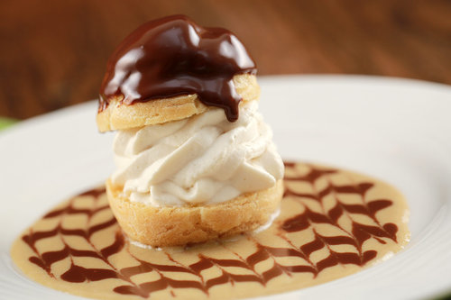 Irish Coffee Profiteroles with Chocolate Sauce