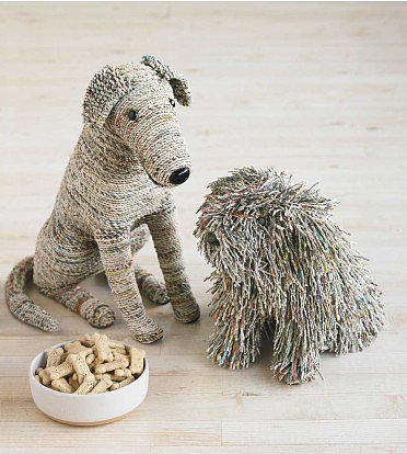 Recycled Newspaper Dogs
