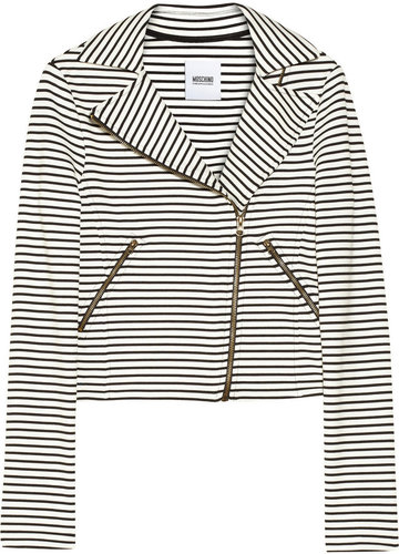 Moschino Cheap and Chic Striped stretch-knit biker jacket