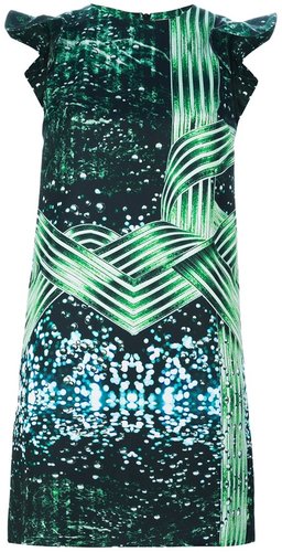 Piccione.Piccione digital print silk dress