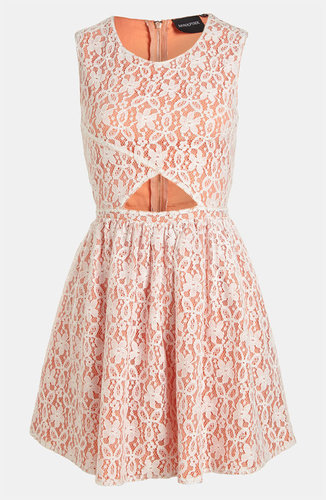 MINKPINK 'Fanciful' Fit & Flare Lace Overlay Dress