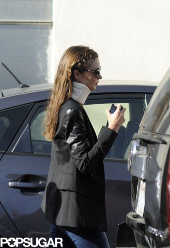 Miranda Kerr wore a neck brace in LA.
Miranda Kerr wore a neck brace in LA.