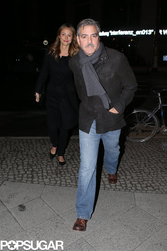 George Clooney and Stacy Keibler went to dinner in Berlin.
George Clooney and Stacy Keibler went to dinner in Berlin.