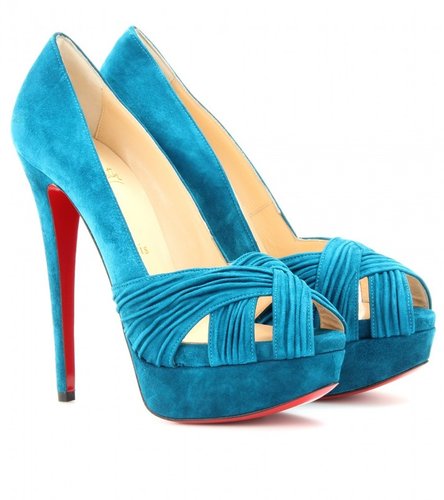 Christian Louboutin ABORINA 150 SUEDE PEEP-TOE PLATFORM PUMPS