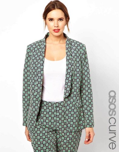 ASOS CURVE Exclusive Blazer In Statement Geo