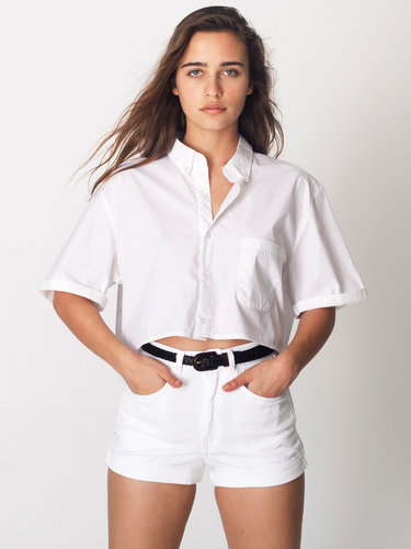 Poplin Oversized Crop Button-Down
