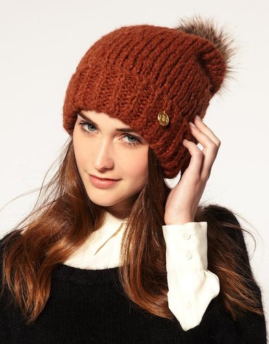 River Island Faux Fur Bobble Knit Hat