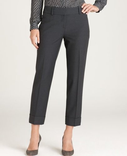 Wool Twill Cropped Cuffed Pants