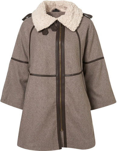 Oatmeal Borg Collar Cape