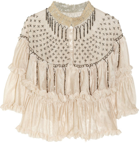 Anna Sui Beaded tulle cape