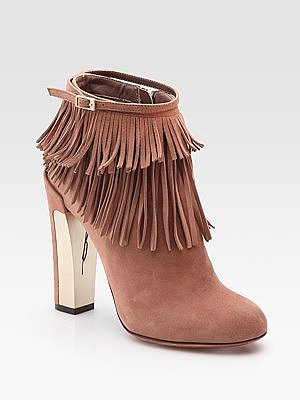 Pembra Suede Fringe Ankle Boots