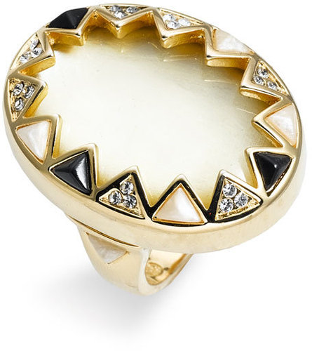 House of Harlow 1960 Enamel & Crystal Sunburst Ring