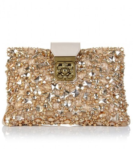 Chloé ELSIE CRYSTAL-EMBELLISHED LEATHER CLUTCH