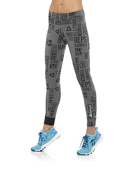 In need of a little help to make it through those final reps? These PWR Reebok leggings ($60) are covered in extra motivation.
In need of a little help to make it through those final reps? These PWR Reebok leggings ($60) are covered in extra motivation.